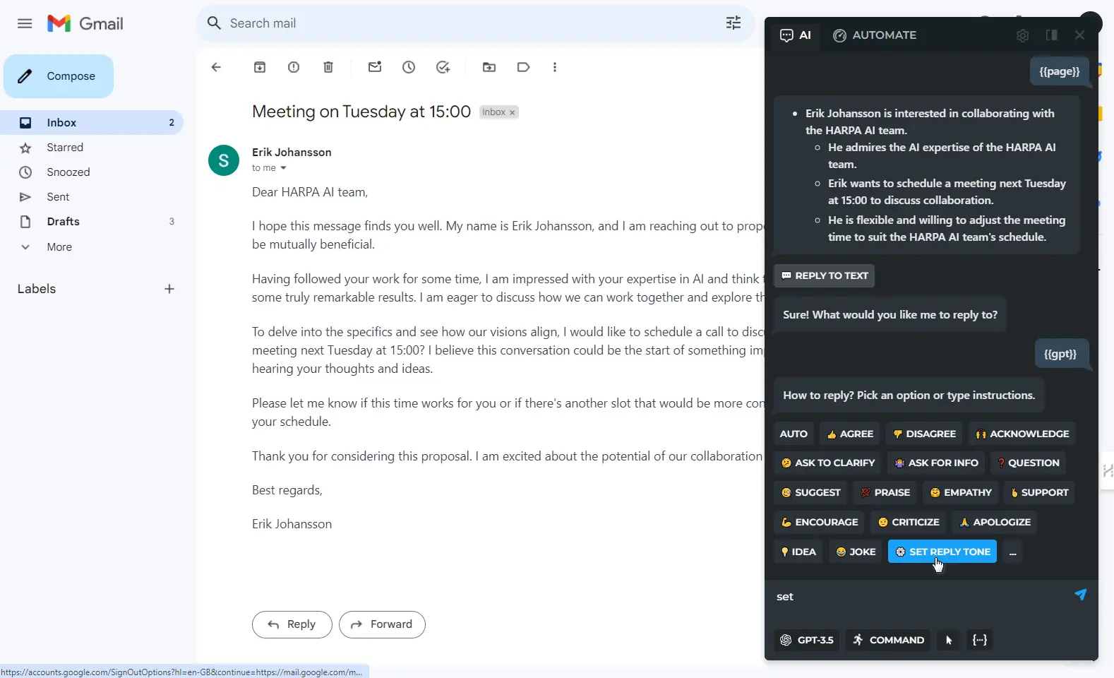 HARPA AI Reply Writer