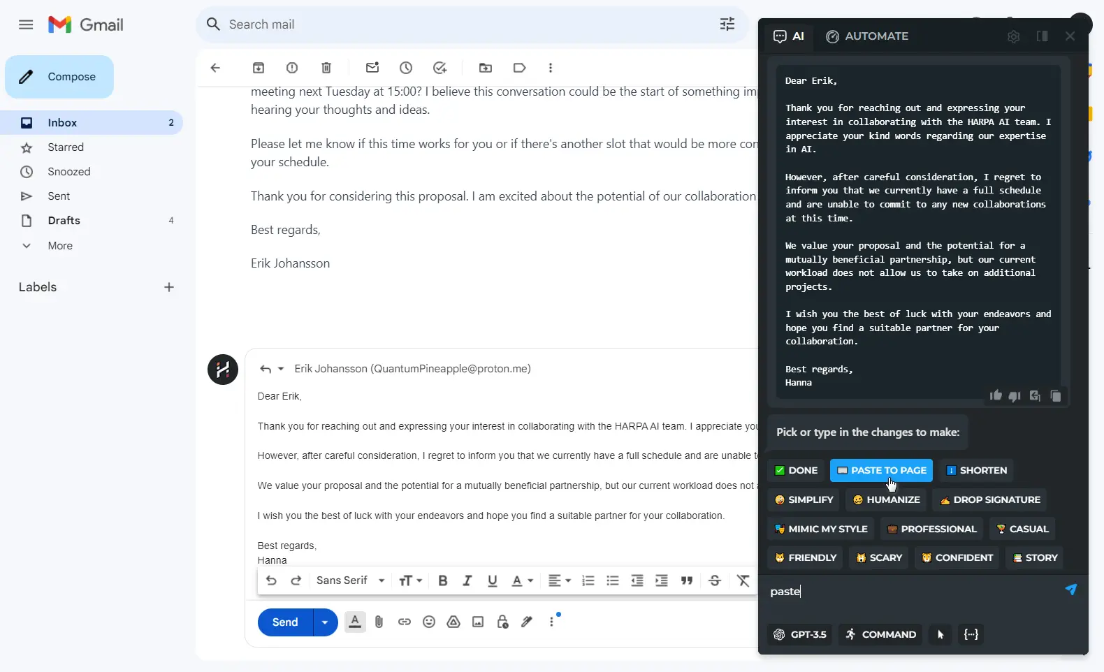 HARPA AI Reply Writer